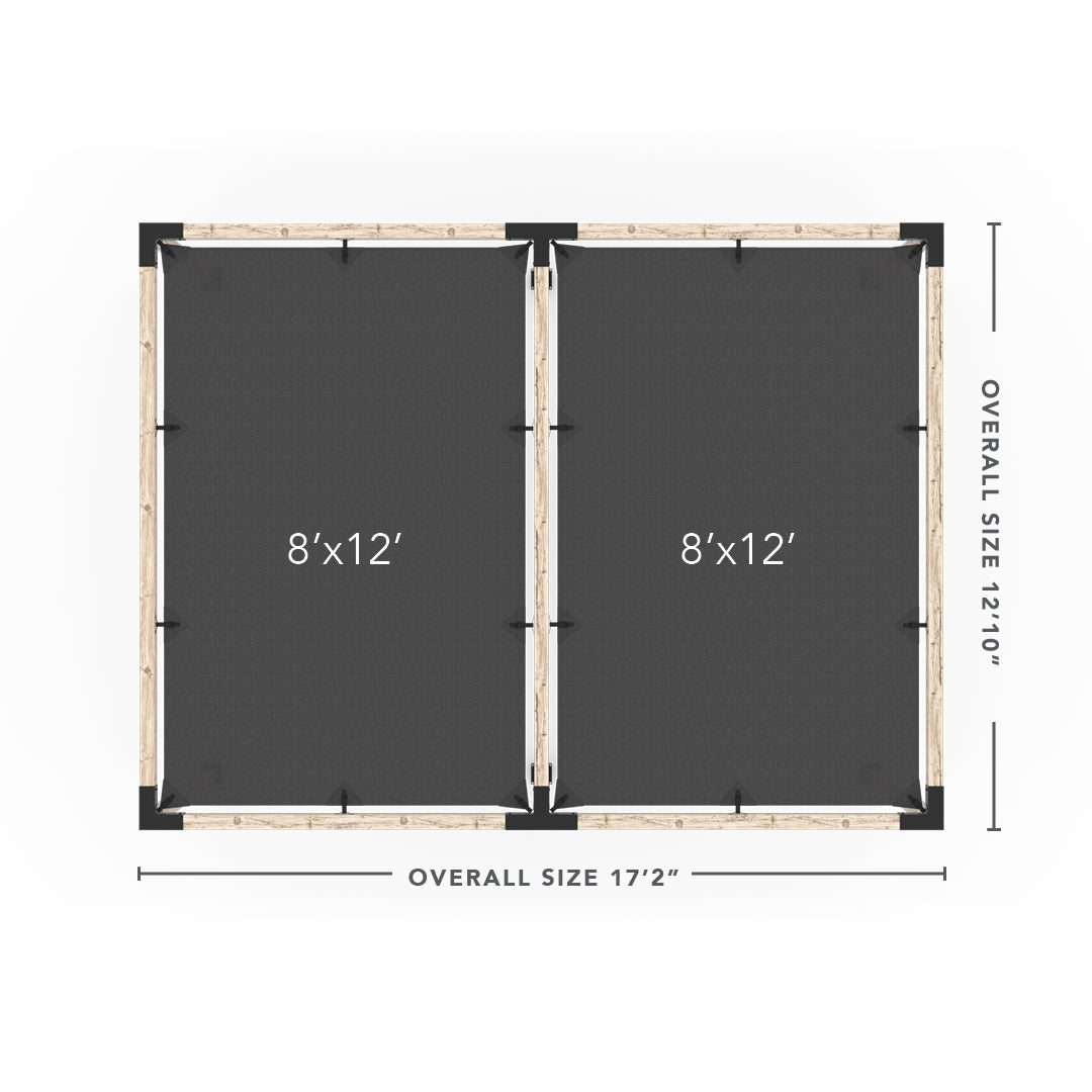 Kit pergola double avec 2 voiles d'ombrage
