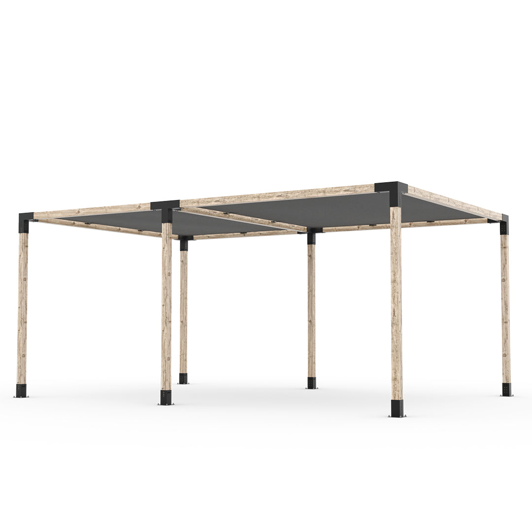 Kit pergola double avec 2 voiles d'ombrage