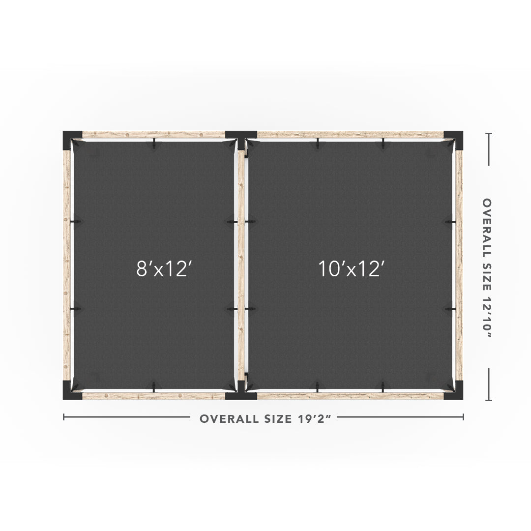 Kit pergola double avec 2 voiles d'ombrage