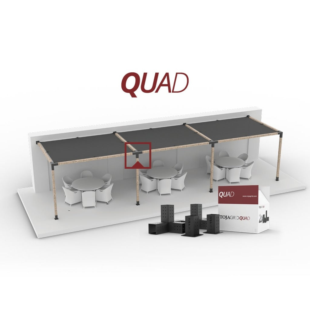 2 supports d'extension de pergola QUAD 4 bras avec 2 SOLO pour 4x4