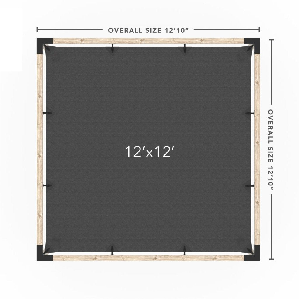 Pergola Kit With Shade Sail For 4X4 Wood Posts _12x12_graphite _12x12_crimson _12x12_denim _12x12_white
