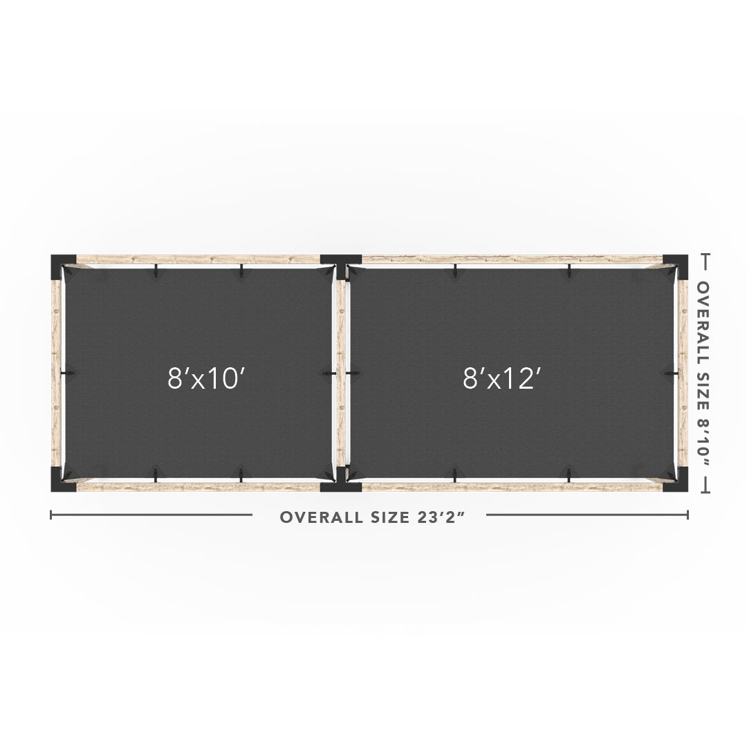 Kit pergola double avec 2 voiles d'ombrage