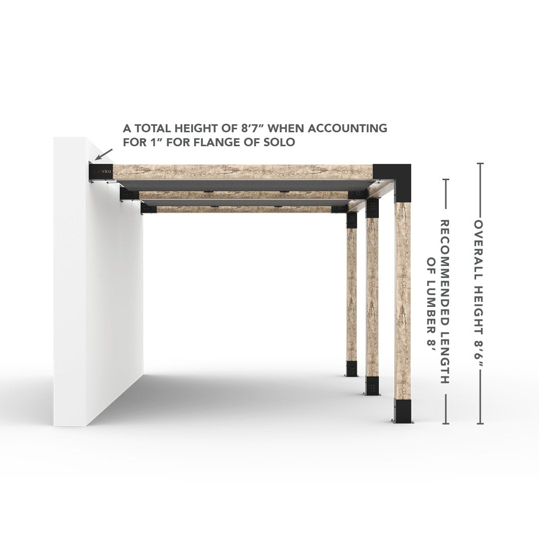 Double Wall Mount Pergola with 2 SHADE SAILS for 6x6 Wood Posts