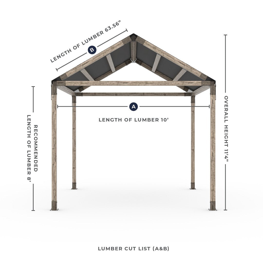 Grid 30 Single Pergola Kit with Water-Repellant Top _10x12_graphite