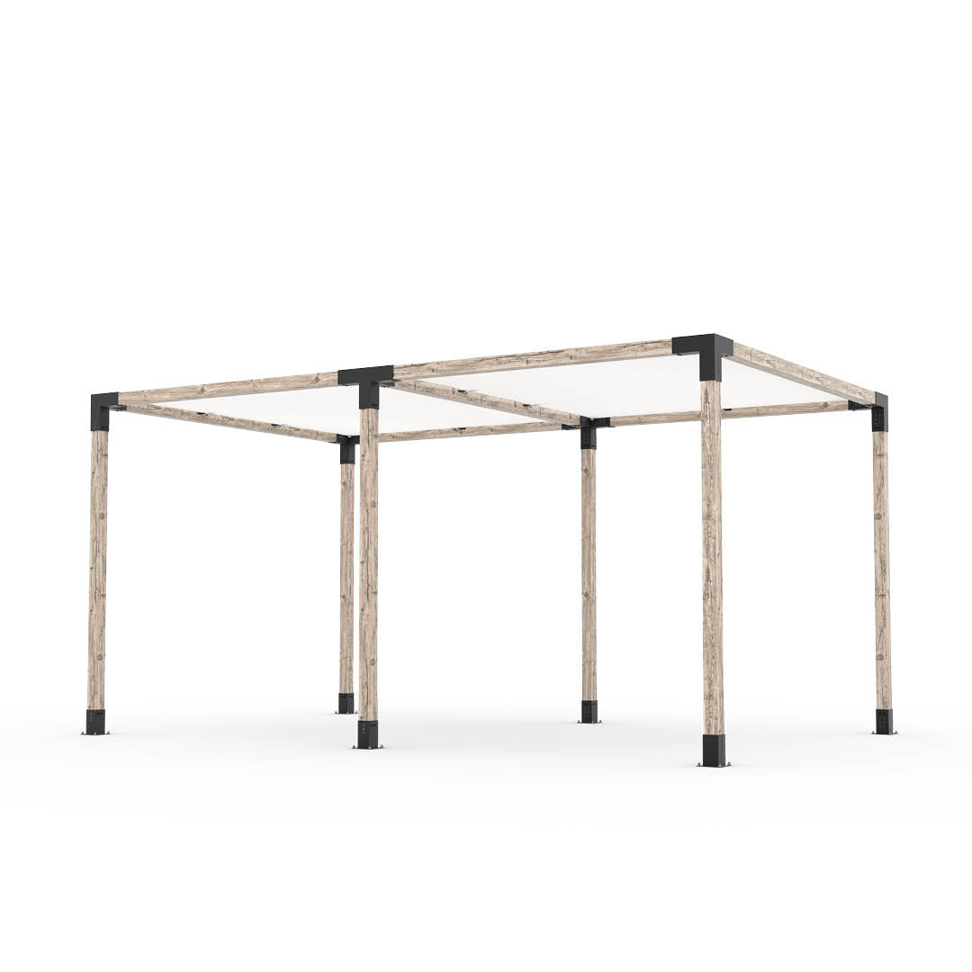 Kit Pergola Double avec 2 VOILES D'OMBRAGE pour poteaux bois 4x4