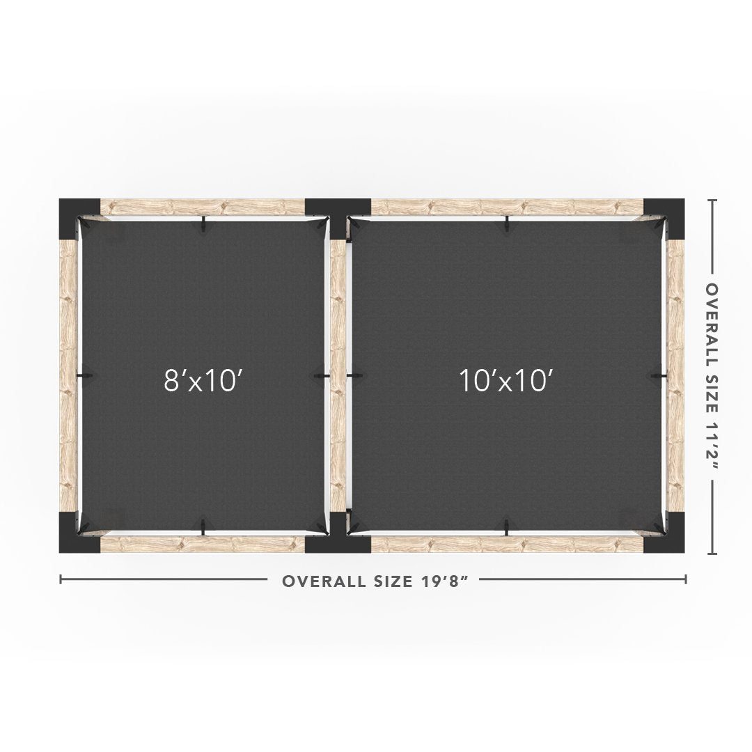 Kit de pérgola doble con 2 velas de sombra para postes de madera de 6x6