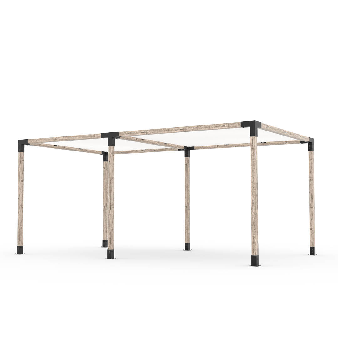 Kit Pergola Double avec 2 VOILES D'OMBRAGE pour poteaux bois 4x4