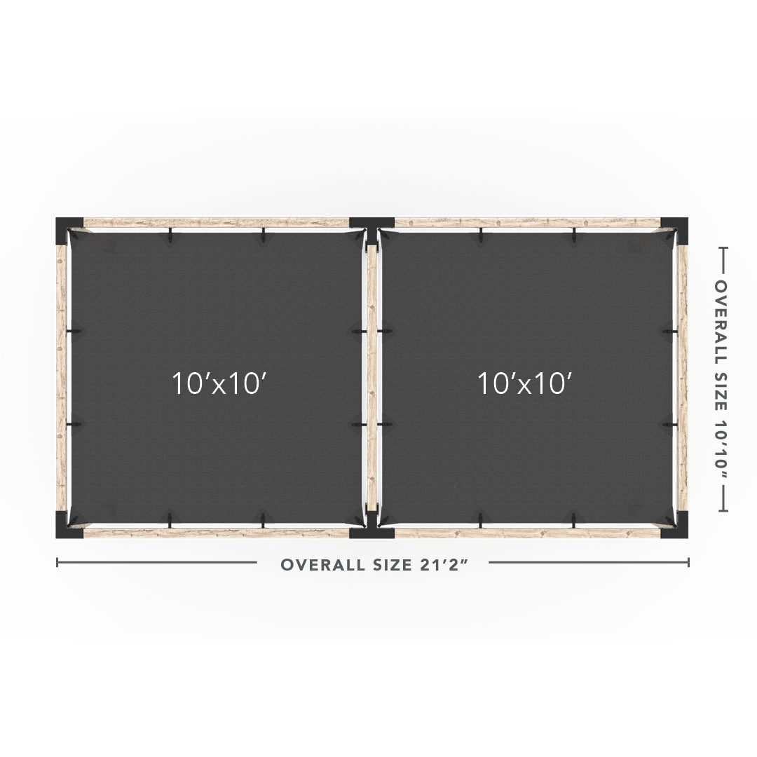 Kit Pergola Double avec 2 VOILES D'OMBRAGE pour poteaux bois 4x4