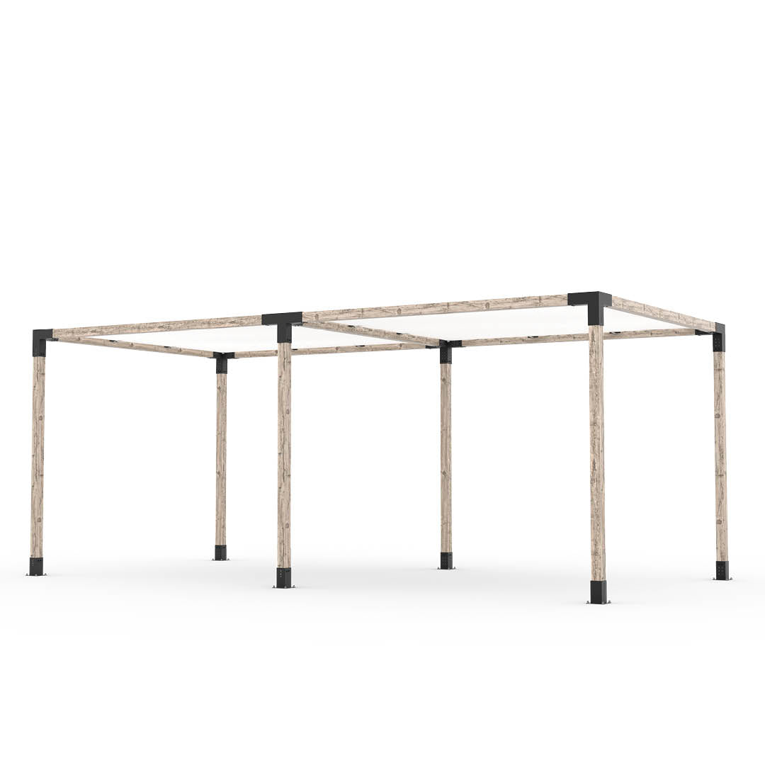 Kit Pergola Double avec 2 VOILES D'OMBRAGE pour poteaux bois 4x4