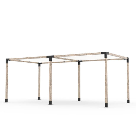 Kit Pergola Double avec 2 VOILES D'OMBRAGE pour poteaux bois 4x4