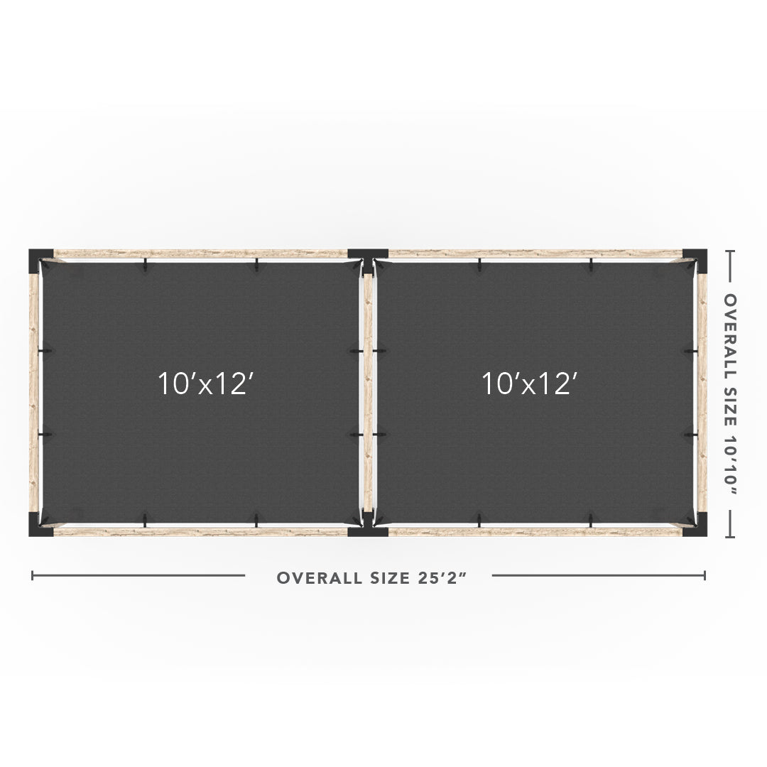 Kit Pergola Double avec 2 VOILES D'OMBRAGE pour poteaux bois 4x4