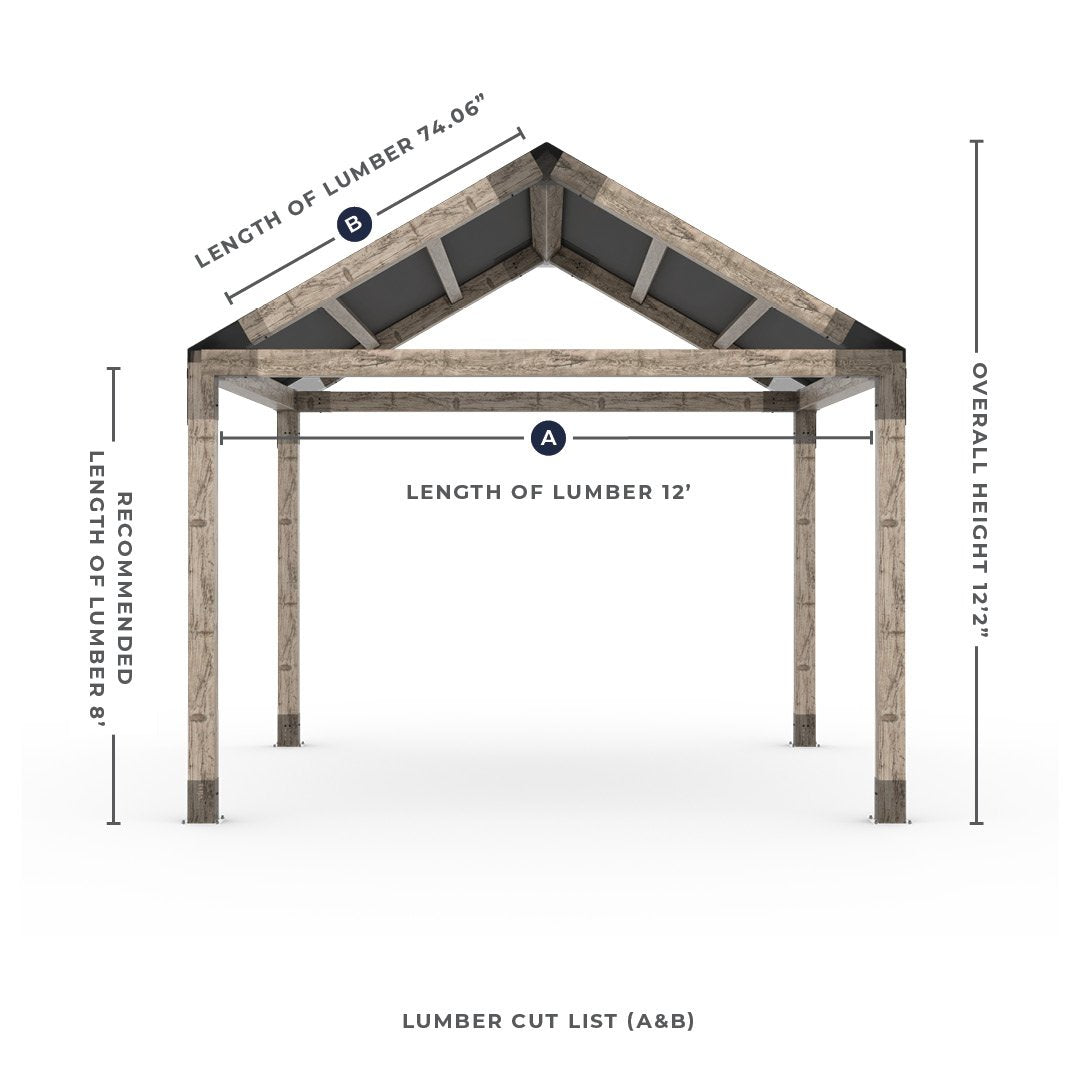 Grid 30 Single Pergola Kit with Water-Repellant Top _12x12_graphite