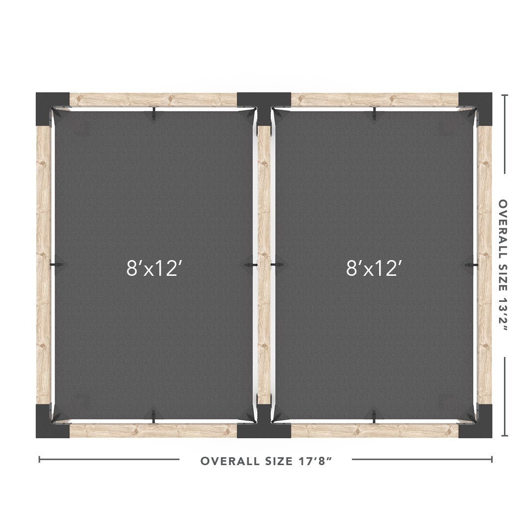 Kit de pérgola doble con 2 velas de sombra para postes de madera de 6x6