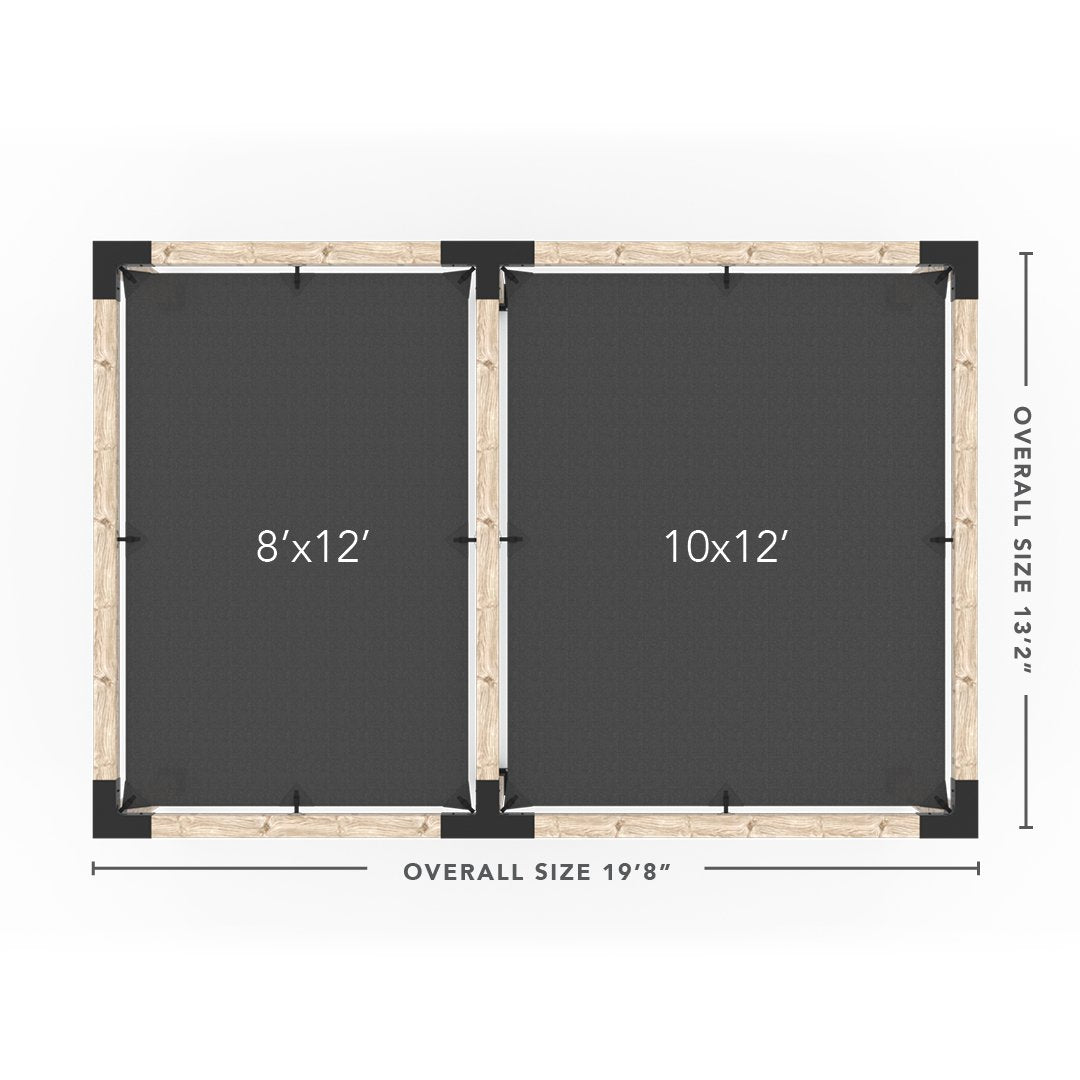 Kit Pergola Double avec 2 VOILES D'OMBRAGE pour poteaux bois 6x6