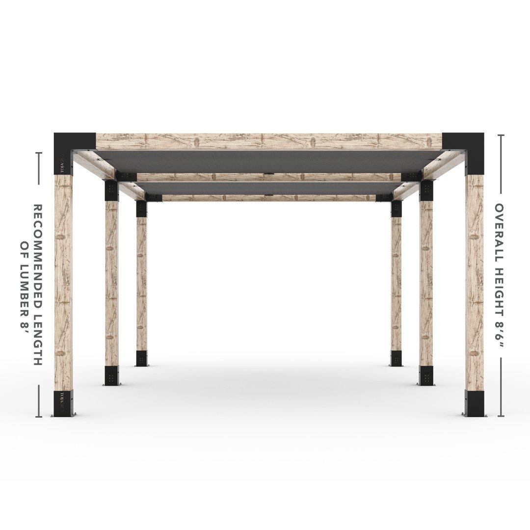 Kit Pergola Double avec 2 VOILES D'OMBRAGE pour poteaux bois 6x6