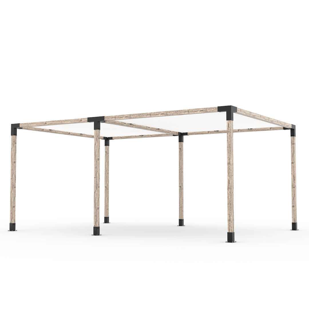 Kit Pergola Double avec 2 VOILES D'OMBRAGE pour poteaux bois 4x4