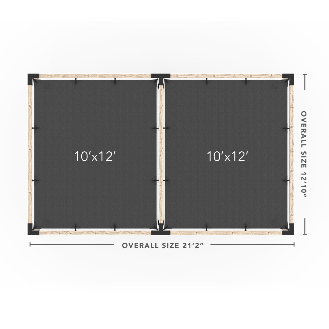 Kit Pergola Double avec 2 VOILES D'OMBRAGE pour poteaux bois 4x4