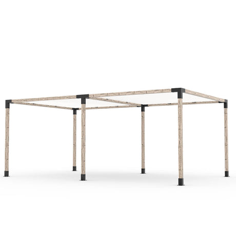 Kit Pergola Double avec 2 VOILES D'OMBRAGE pour poteaux bois 4x4