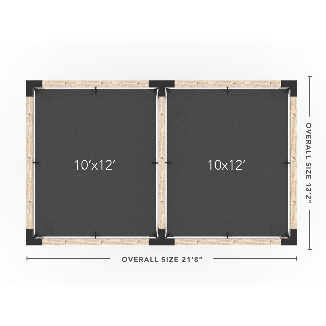 Kit Pergola Double avec 2 VOILES D'OMBRAGE pour poteaux bois 6x6