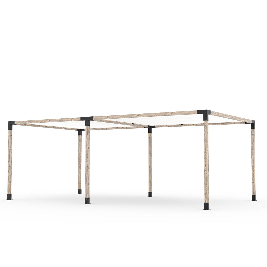 Kit Pergola Double avec 2 VOILES D'OMBRAGE pour poteaux bois 4x4