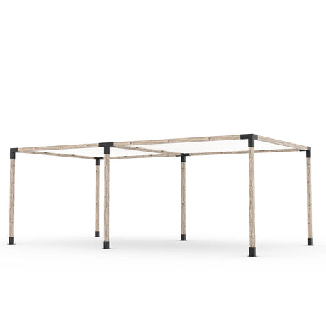 Kit Pergola Double avec 2 VOILES D'OMBRAGE pour poteaux bois 4x4