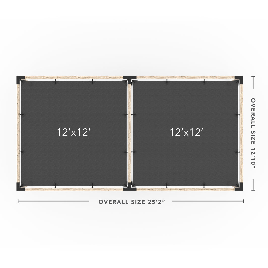 Kit Pergola Double avec 2 VOILES D'OMBRAGE pour poteaux bois 4x4