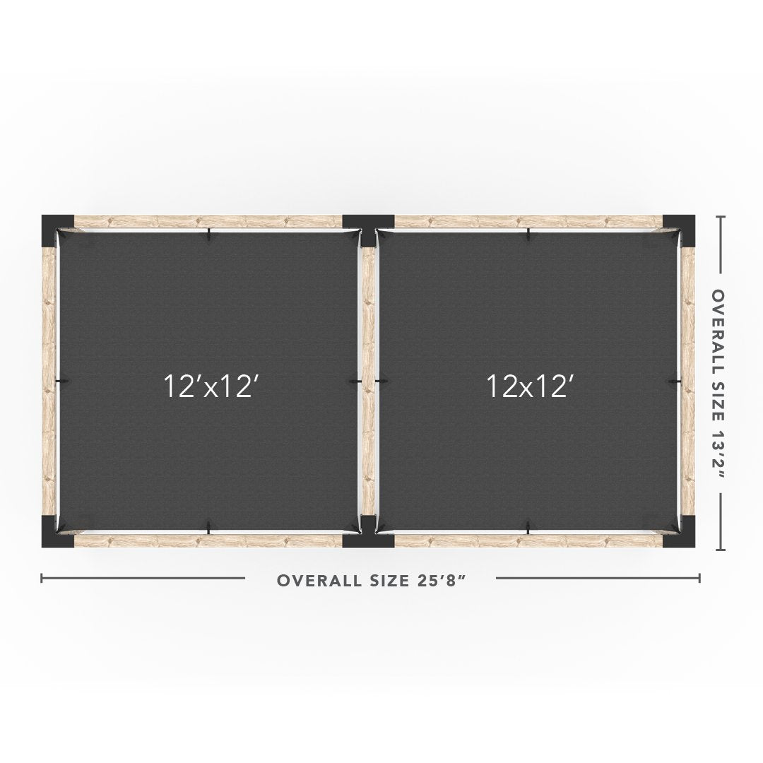 Double Pergola Kit with 2 SHADE SAILS for 6x6 Wood Posts