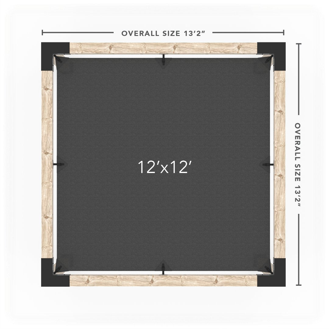 Pergola Kit With Shade Sail For 6x6 Wood Posts _12x12_graphite _12x12_crimson _12x12_denim _12x12_white