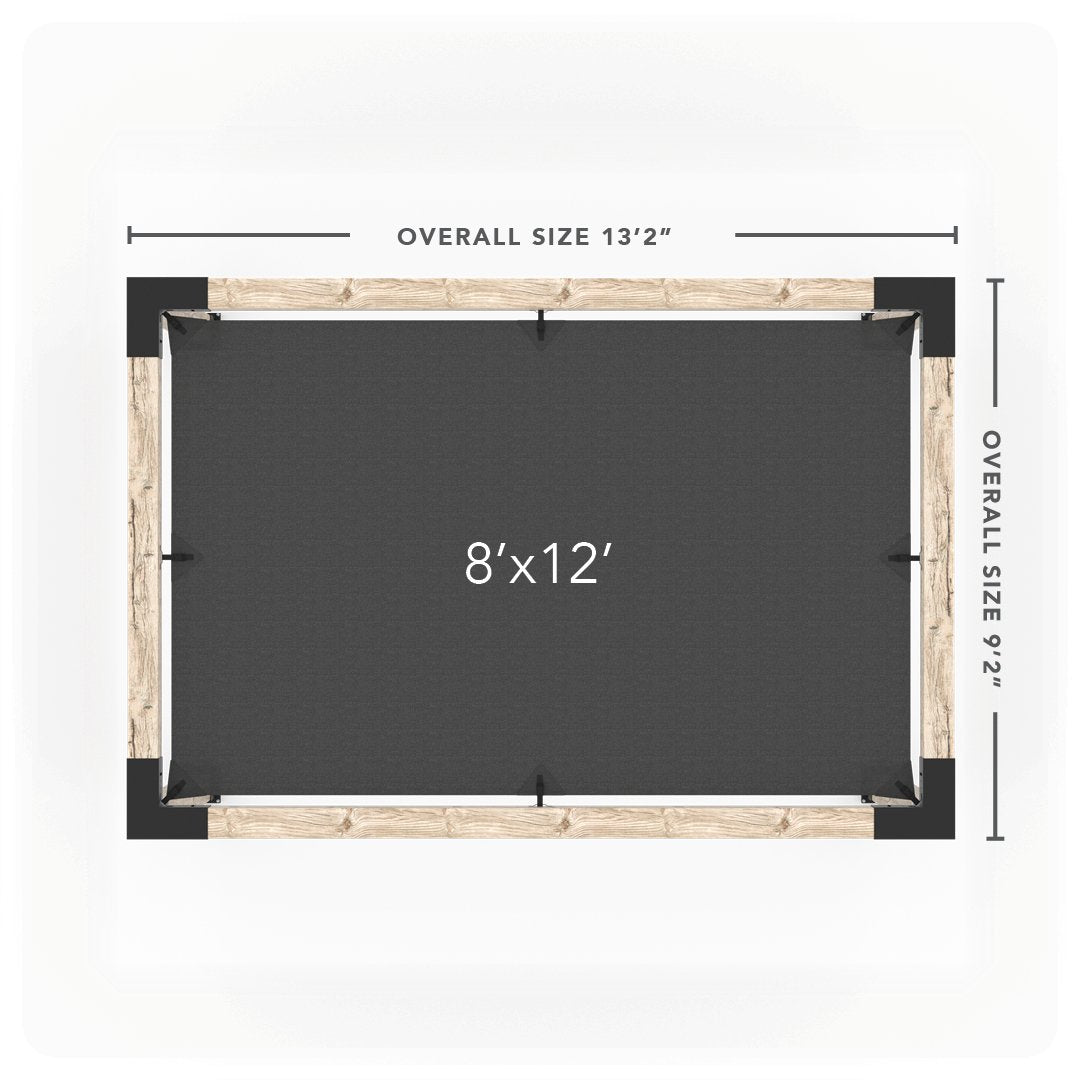 Pergola Kit With Shade Sail For 6x6 Wood Posts _8x12_graphite _8x12_crimson _8x12_denim _8x12_white