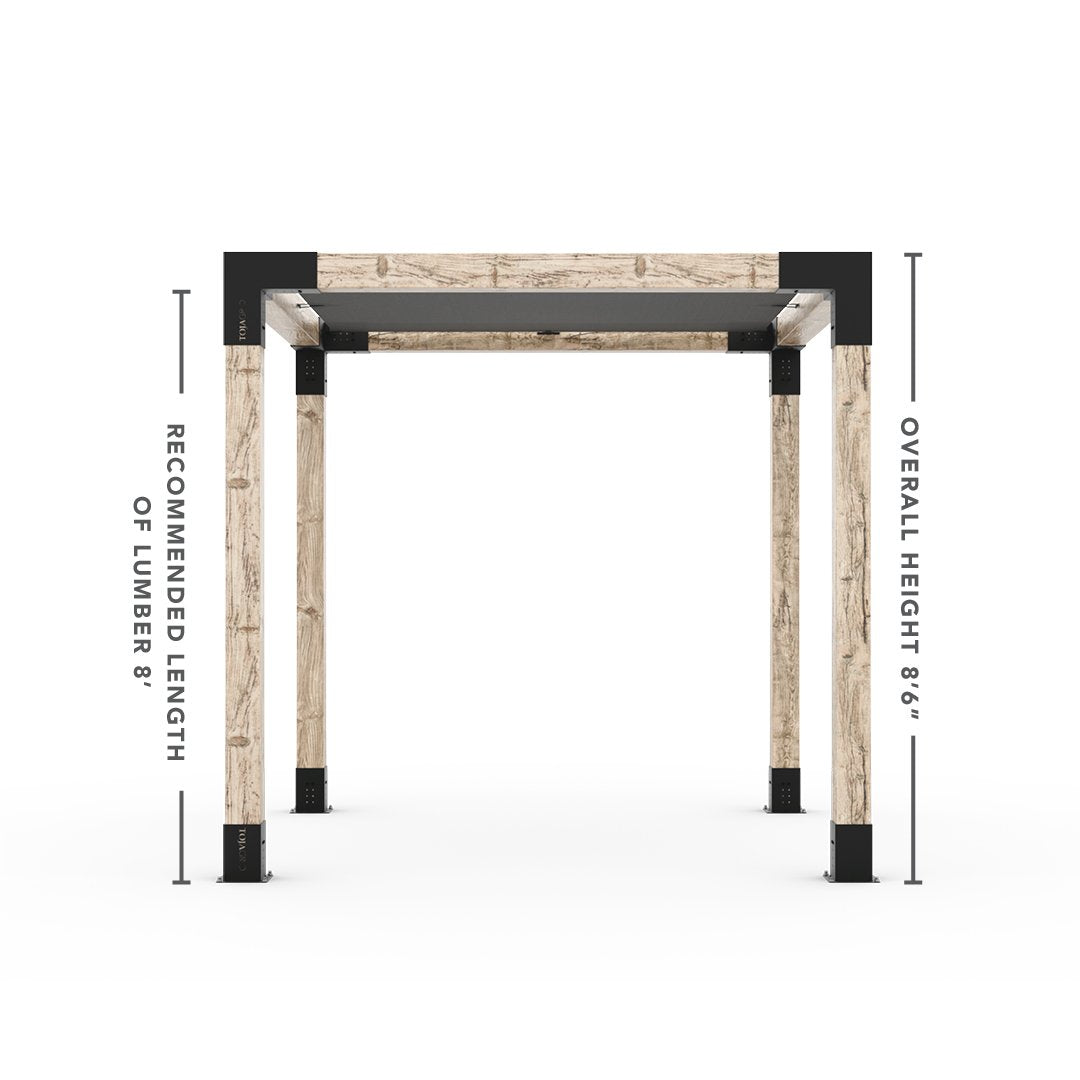 Pergola Kit With Shade Sail For 6x6 Wood Posts _8x8_graphite _8x8_crimson _8x8_denim _8x8_white