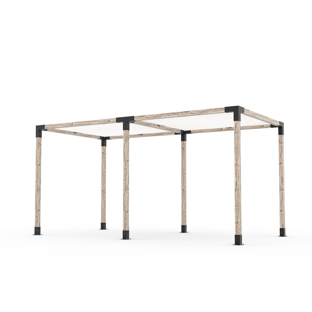 Kit Pergola Double avec 2 VOILES D'OMBRAGE pour poteaux bois 4x4