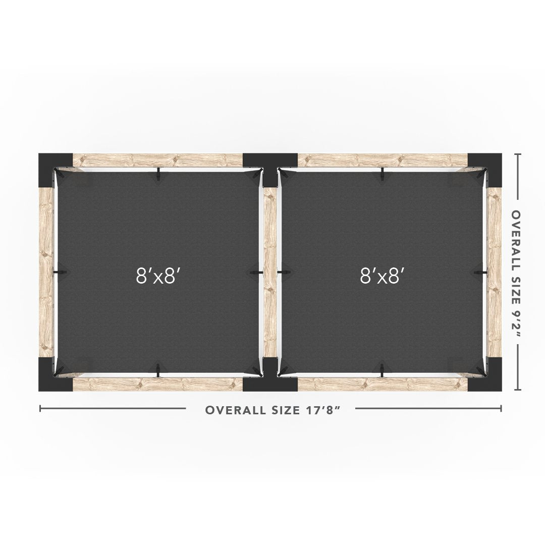 Kit Pergola Double avec 2 VOILES D'OMBRAGE pour poteaux bois 6x6