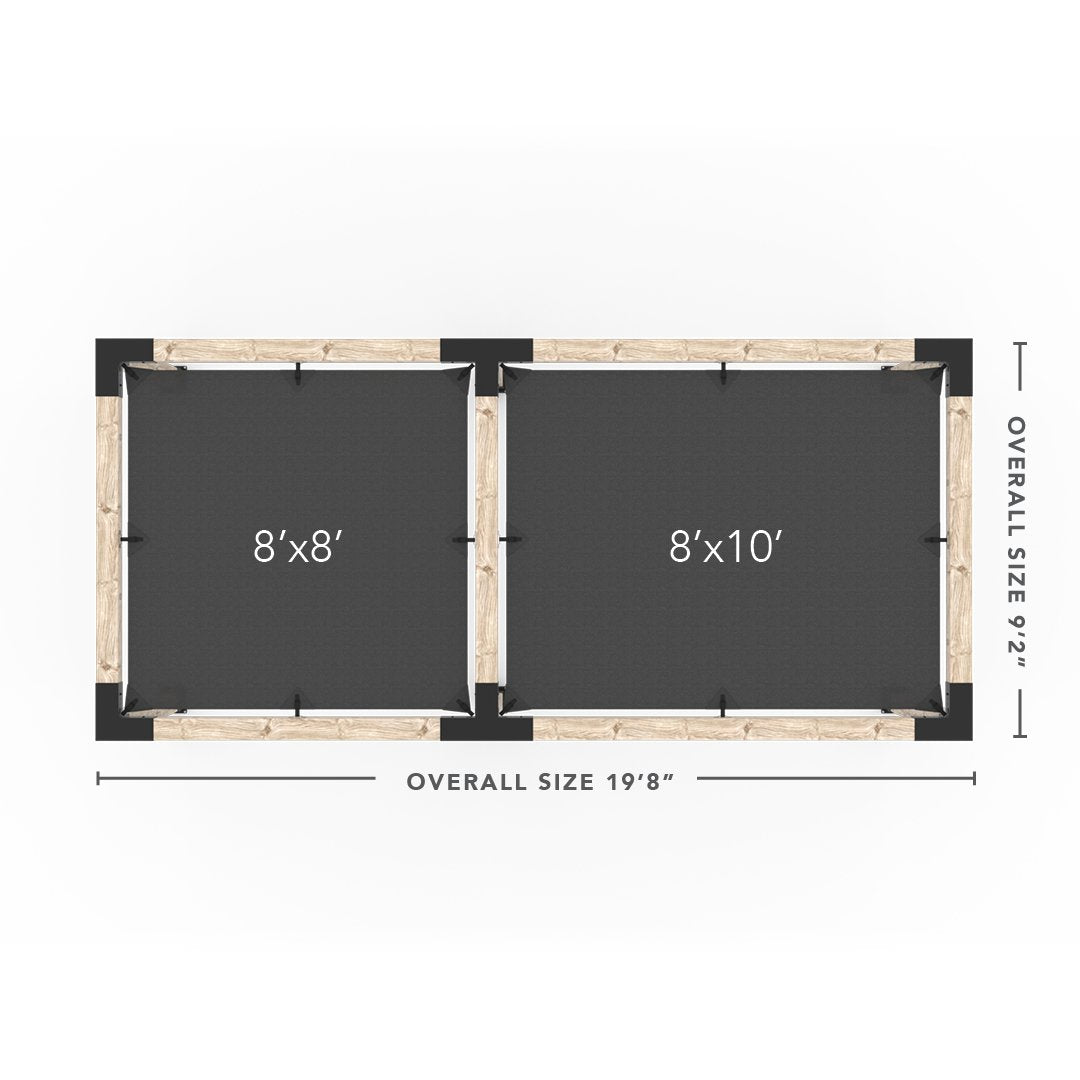 Kit de pérgola doble con 2 velas de sombra para postes de madera de 6x6