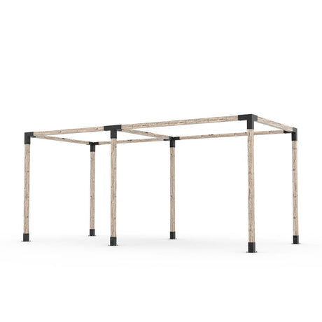 Kit Pergola Double avec 2 VOILES D'OMBRAGE pour poteaux bois 4x4