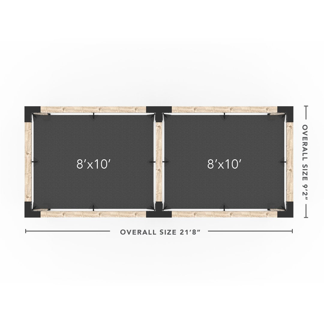 Kit Pergola Double avec 2 VOILES D'OMBRAGE pour poteaux bois 6x6