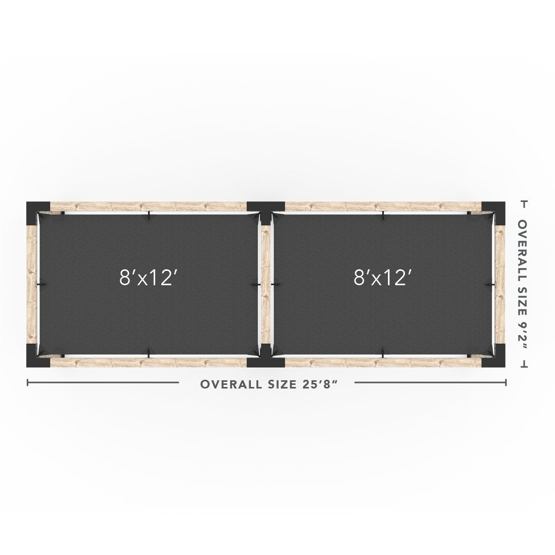 Kit Pergola Double avec 2 VOILES D'OMBRAGE pour poteaux bois 6x6