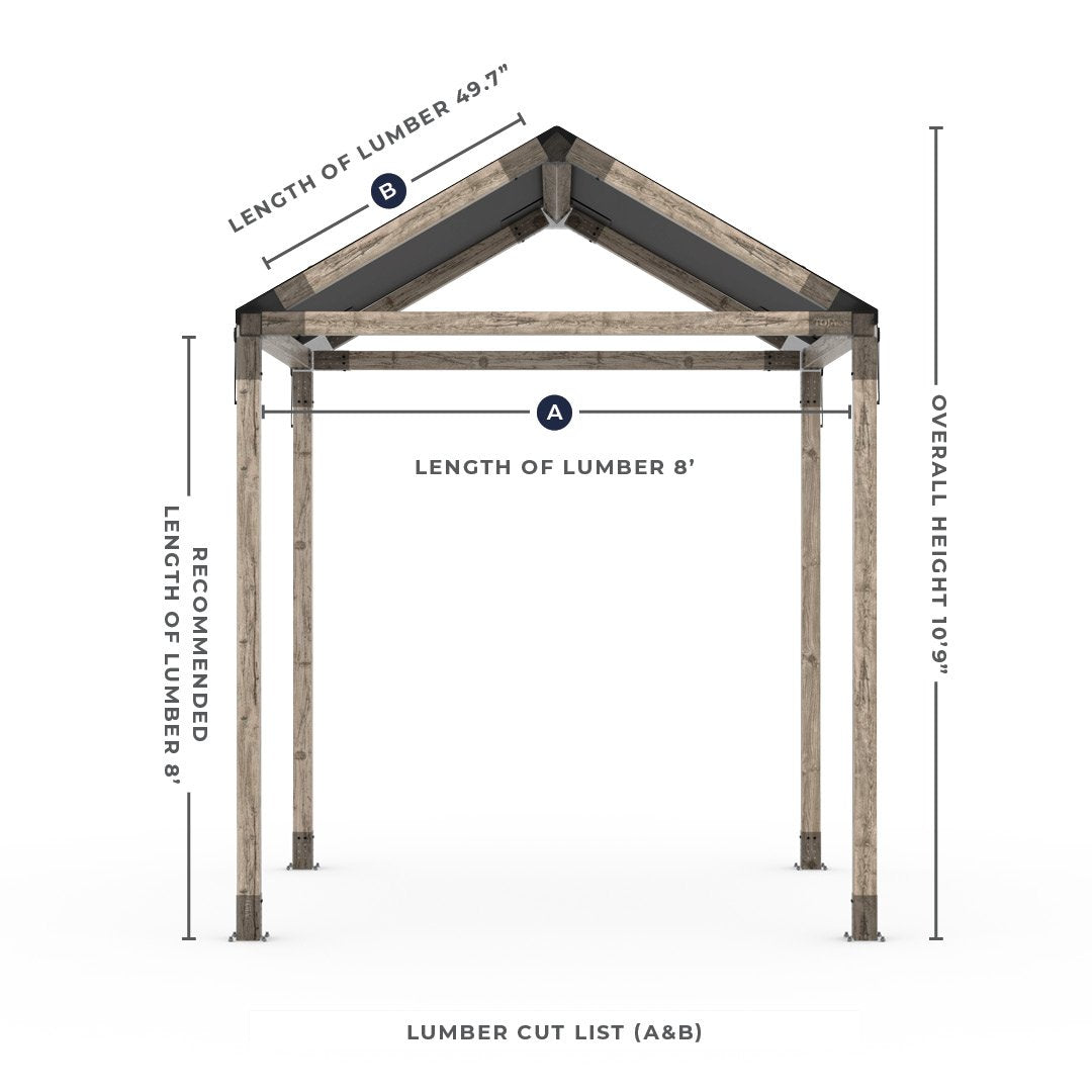 Grid 30 Single Pergola Kit with Water-Repellant Top _8x8_graphite