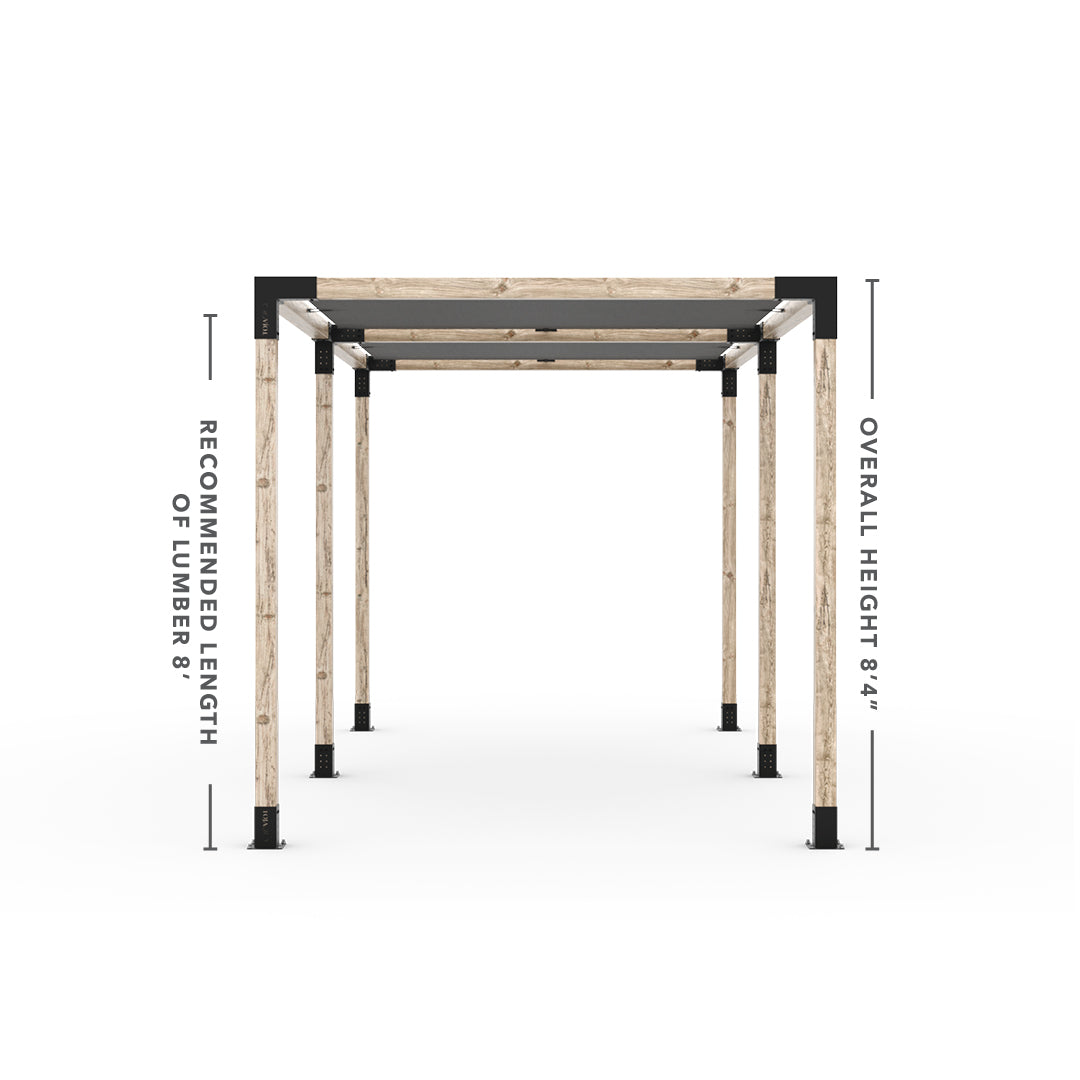 Kit Pergola Double avec 2 VOILES D'OMBRAGE pour poteaux bois 4x4